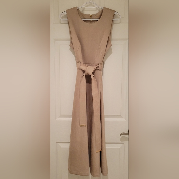 Calvin Klein Dresses & Skirts - CALVIN KLEIN FAUX SUEDE Sleeveless Dress Tan Sz 8 *LIKE NEW*